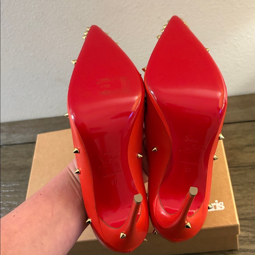 EUC [Christian Louboutin] Degraspike Red Stiletto Heels Pumps Women’s 37 / US 7 - Picture 11 of 16